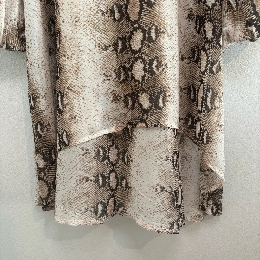 Paisley Vine Sheer Snakeskin Print Layered Tunic Dress Size 1XL Boho Chic